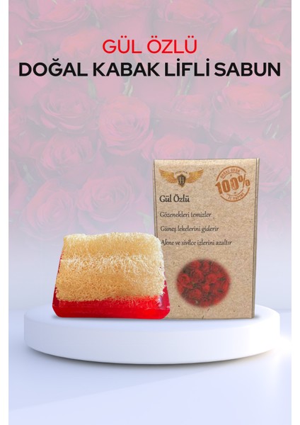 El Yapımı Kabak Lifli Doğal Gül Özlü Güzellik Sabunu