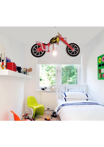 Ahşap Motorsiklet Çocuk Odası Aydınlatma