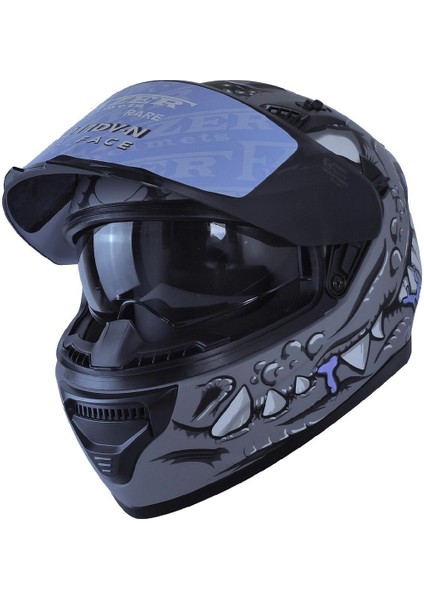 Motosiklet Kask Ece 22.R06 Double Vizörlü Full Face Motor Kaskı Alligator