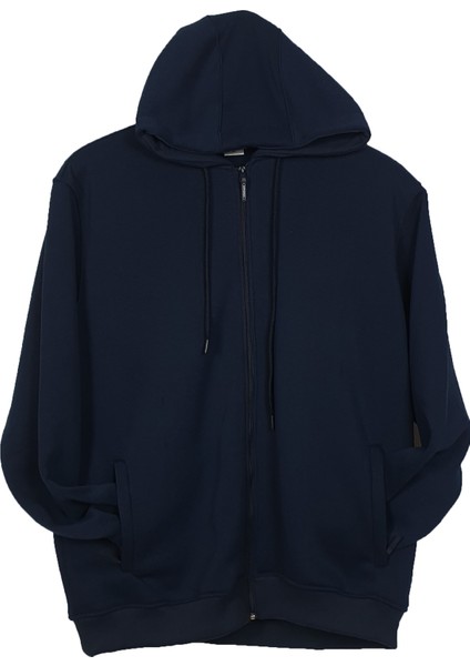 Büyük Beden Kapüşonlu Fermuarlı Kışlık Sweatshirt