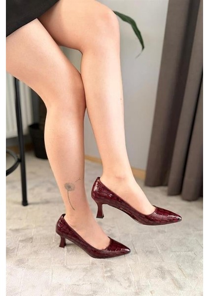 Kadın Sity Bordo Rugan 6 cm Ince Topuklu Stiletto modelleri