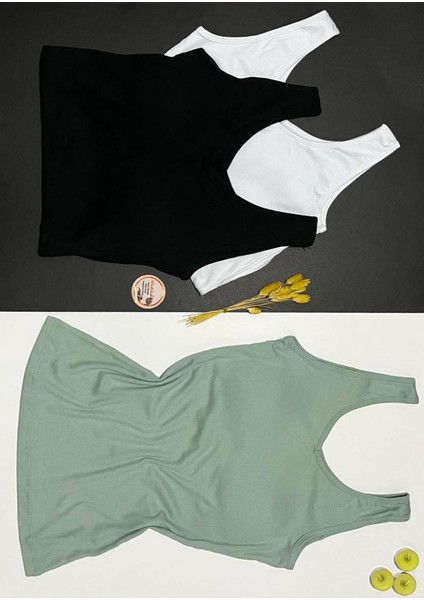 Kadın Atlet Sütyenli V Yaka Modal 2 Adet Yeşil Renk Pedli Atlet-Bluz-T-Shirt (Kota) modelleri