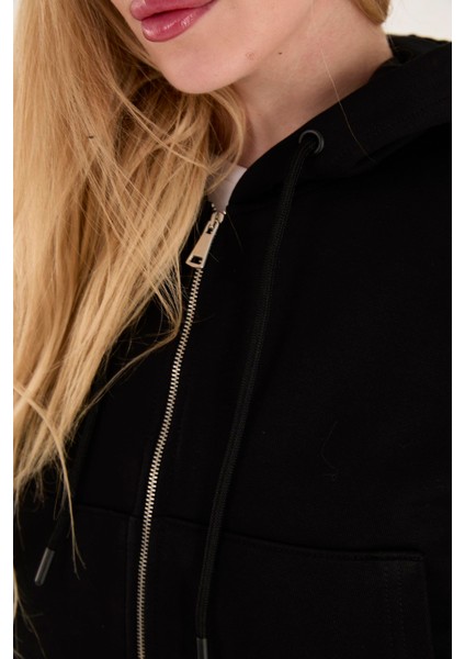 %100 Pamuk Kapüşonlu Fermuarlı Kadın Sweatshirt modelleri