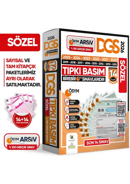 2026 Dgs Sözel (Söz) Ösym Çıkmış Soru Tıpkı Basım 14LÜ Deneme Kitapçığı Türkiye Geneli Çözümlü