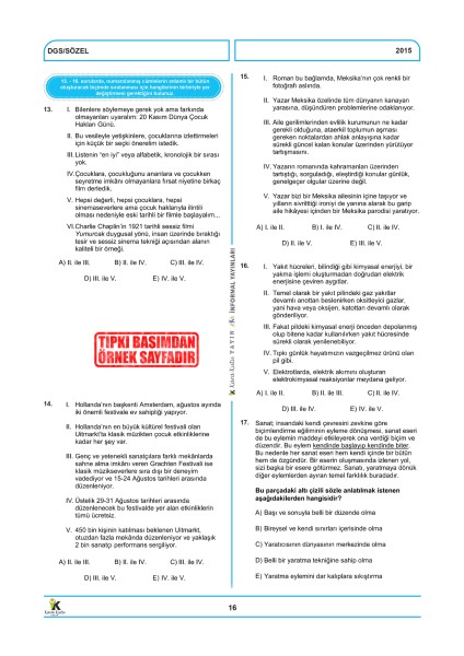 2026 Dgs Sözel (Söz) Ösym Çıkmış Soru Tıpkı Basım 14LÜ Deneme Kitapçığı Türkiye Geneli Çözümlü fiyatları