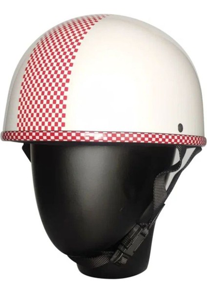 Motosiklet ve Bisiklet Yarım Chopper Model Kask Abs Matreıal Kask Whıte-Red
