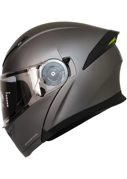 Motosiklet Çene Açılır Kask Ece 22.06 Sertifika Güneş Vizörü Motor Kaskı Mat Titanium