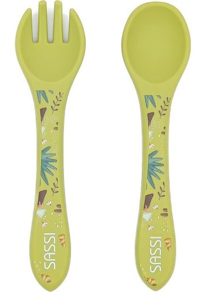 Silikon Çatal Kaşık Takımı - Güçlü Dinozor