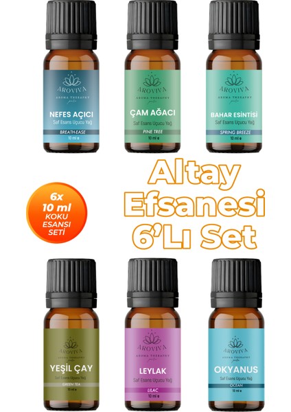 Altay Efsanesi Oda Kokusu 6'lı Set- Doğal Esansiyel Uçucu Yağ, Difüzör Esansı, Buhurdanlık Yağı