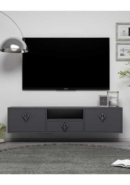 1316DROPCT-32 Duvara Montaj Tv Sehpası Antrasit-Gümüş
