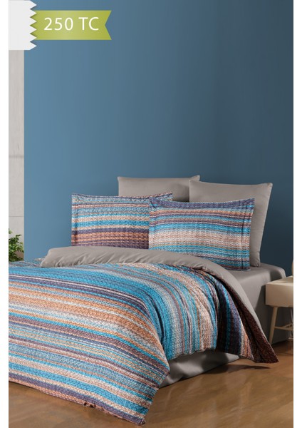 250 Tc Bambu Karışımlı Pamuk Saten Nevresim Takımı – Family Size - Triology