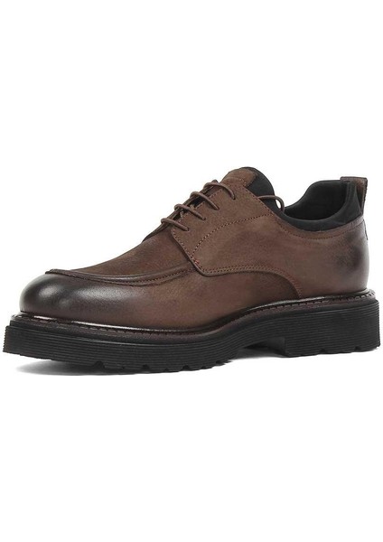 Erkek Kahverengi Bağcıklı Kalın Tabanlı Nubuk Deri Ayakkabı fırsatları