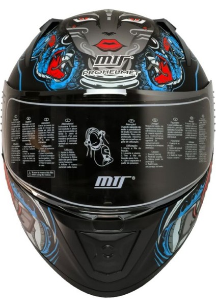 Motosiklet Kaskı Ecer 22.R06 Sertifikalı Double Vizör Full Face Kask Myth Blue