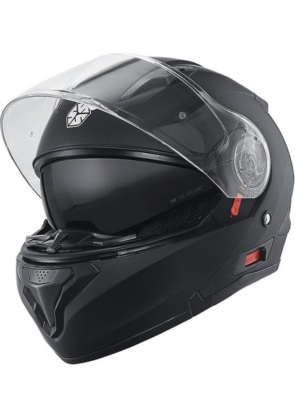 Motosiklet Çene Açılır Kask Güneş Vizörlü Ce Motor Kaskı Mat Black Edition