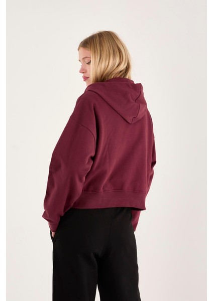 %100 Pamuk Kapüşonlu Fermuarlı Kadın Sweatshirt fiyatları