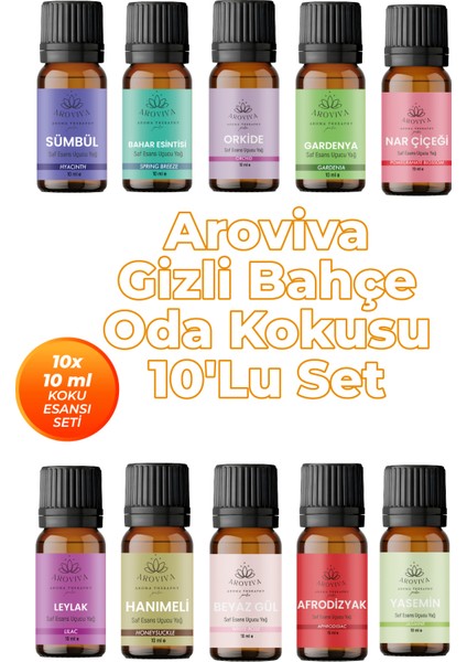 Gizli Bahçe Esansiyel Uçucu Koku Yağı Buhurdanlık Yağı Difüzör Esansı 10'lu Set 10X10ML