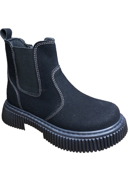 1087 Filet Unisex Erkek ve Kız Çocuk Bot Siyah Süet Yanı Lastikli ve Fermuarlı Anatomik fiyatları