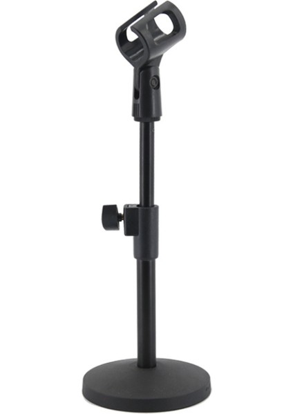 Tablalı Düz Masa Tipi Mikrofon Standı - Kısa Mikrofon Sehpası - Siyah