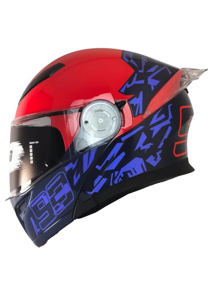 Motosiklet Çene Açılır Kask Ece 22.06 Güvenlik Sertifikalı Güneş Vizörlü Motor Kaskı 93