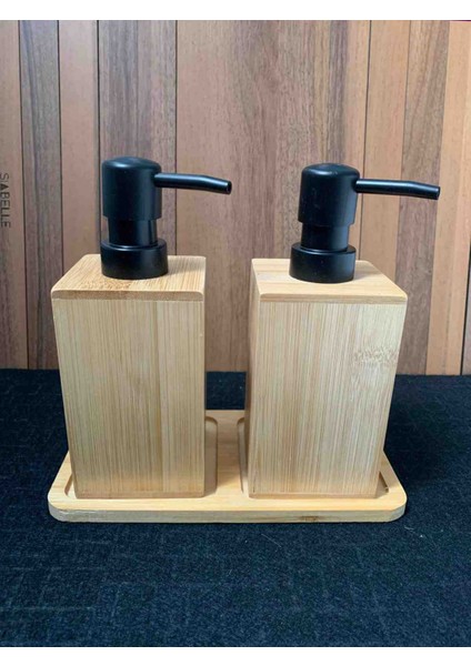 Kamptek Ahşap Atölyesinden Bambu Sıvı Sabunluk 2'li Set Banyo Mutfak modelleri