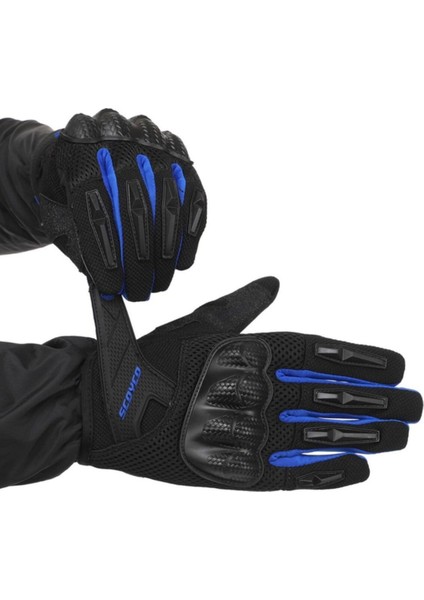 Motosiklet Yazlık Eldiven Darbe Emici Koruma Fileli Mesh Kumaş Tel Dokunmatik Motor Eldiveni Blue fiyatları