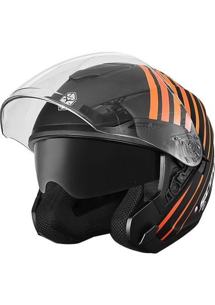 Motosiklet Yarım Açık Kask Güneş Vizörlü Motor Kask Track