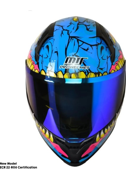 Motosiklet Kask Ece 22.R06 Güneş Vizörlü Full Face Motor Kaskı Kraken