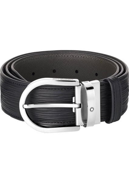 At Nalı Tokalı Baskılı Siyah 40 mm Deri Kemer 131172
