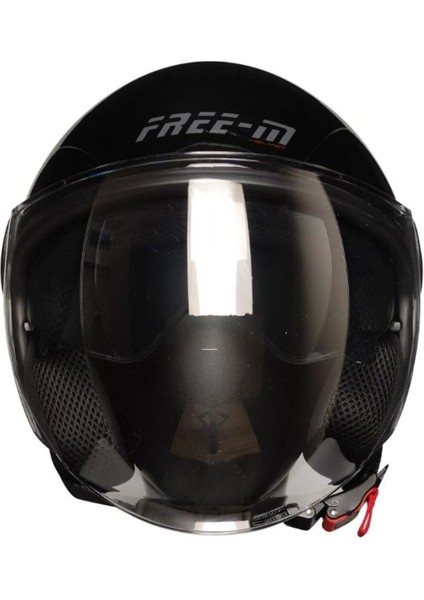 Motosiklet Yarım Kask Camlı Ce Onaylı Güneş Vizörlü Motor Kaskı Black