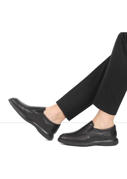 Erkek Siyah Kalın Tabanlı Deri Ayakkabı