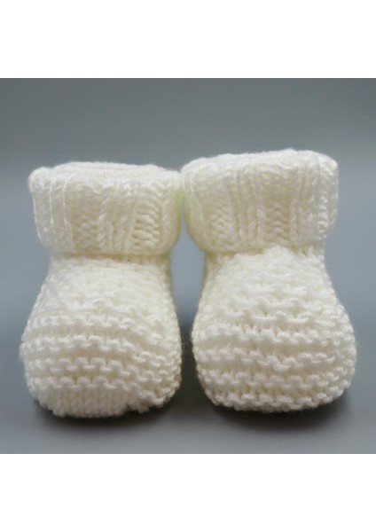 Beyaz Petek El Örgüsü Bebek Yelek-Patik Takım fırsatları