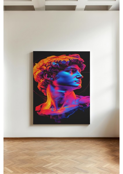 Neon Davut Büst - Kanvas Tablo - Pop Art Fütüristik Modern Duvar Dekoru modelleri