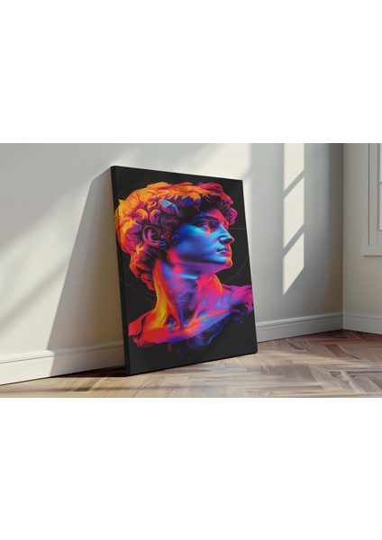 Neon Davut Büst - Kanvas Tablo - Pop Art Fütüristik Modern Duvar Dekoru fırsatları