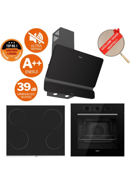 Spazio Ultra Sessiz Vitroseramik Elektrikli Ankastre Set (D080-SA + MS261 + QBL62CS )