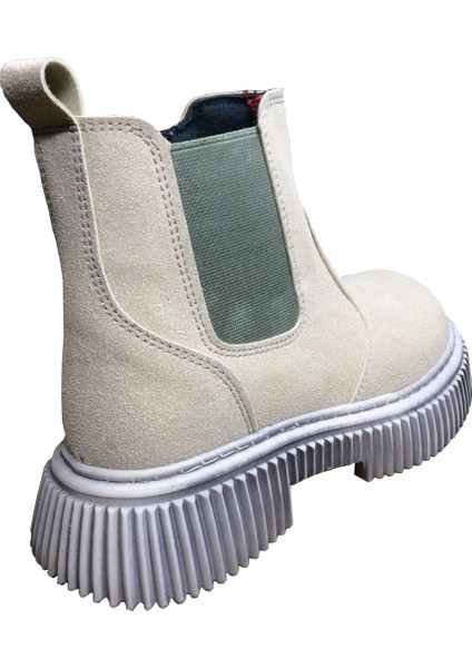 1087 Filet Unisex Erkek ve Kız Çocuk Bot Bej Süet Yanı Lastikli ve Fermuarlı Anatomik fırsatları