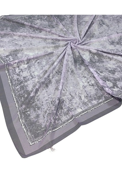 Valino Bulut Desenli Şifon Eşarp – 90X90 cm