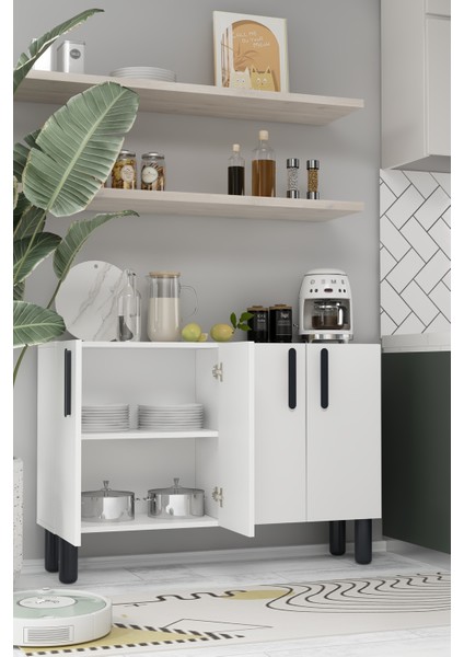 8192KM-128DD Konsol,kahve Köşesi,ayakkabılık,ofis Evrak Dolabı,mutfak Kiler Dolabı,tv Ünitesi-Beyaz-Siyah indirimleri