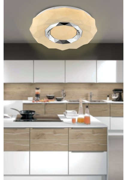 Mekik 40 cm LED Plafonyer Avize 3 Renk Işık Modlu (Beyaz / Sarı / Gün Işığı)