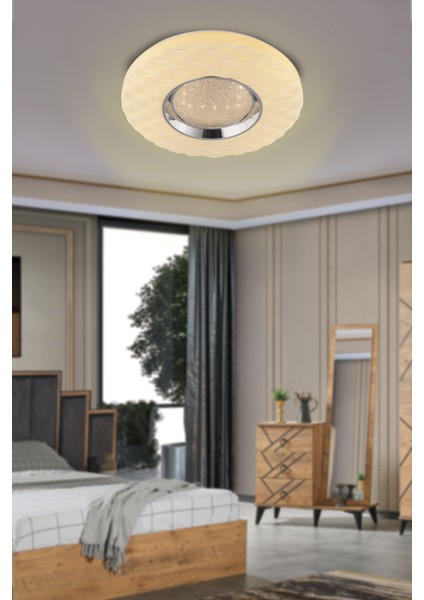 Bagel 50 cm LED Plafonyer Avize 3 Renk Işık Modlu (Beyaz / Sarı / Gün Işığı)