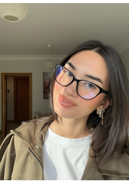 NAncy Siyah Vog Cat Eye 56 Ekartman Çekik Blue Block Mavi Işık Korumalı Cam Değişebilir fırsatları