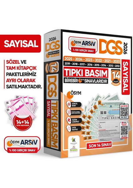 2026 Dgs Sayısal (Say) Ösym Çıkmış Soru Tıpkı Basım 14LÜ Deneme Türkiye Geneli dijital çözümlü