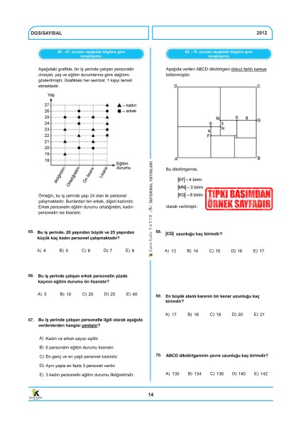 2026 Dgs Sayısal (Say) Ösym Çıkmış Soru Tıpkı Basım 14LÜ Deneme Türkiye Geneli dijital çözümlü indirimleri