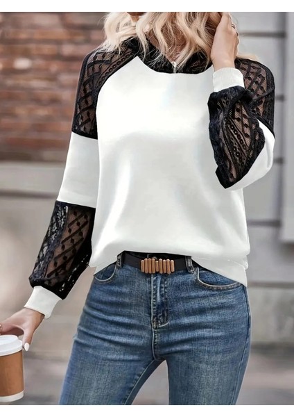 Mdb Kadın Uzun Kollu Dantelli Kapşonlu Viskon Iki Iplik Bluz fiyatları