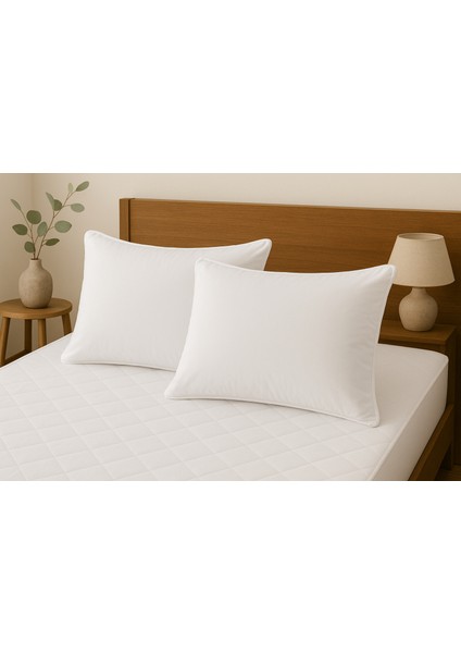 Beyaz 2'li Yastık Alezi Sıvı Geçirmez, Otel Yastık Alezi