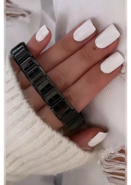 Siyah Italyan Charm , Italyan Charm Siyah Çelik Esnek Bileklik , Sevgiliye Hediye