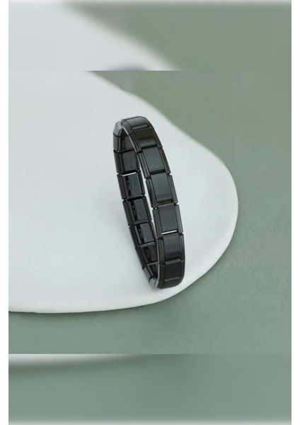 Siyah Italyan Charm , Italyan Charm Siyah Çelik Esnek Bileklik , Sevgiliye Hediye fırsatları