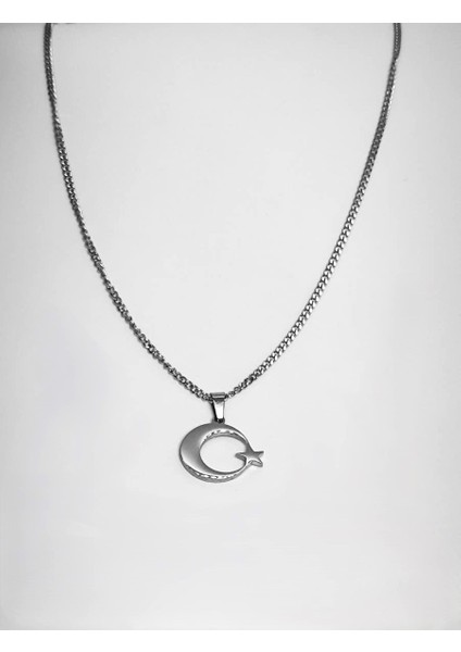 Erkek Ay-Yıldız Çelik Kolye