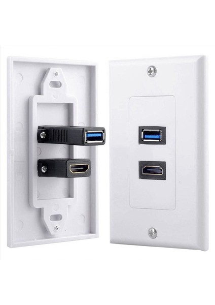 10X 2port Hdmı+Usb 3 0 Dişi Duvar Yüz Plakası Paneli Çıkış Soketi Genişletici Beyaz (Yurt Dışından) fiyatları