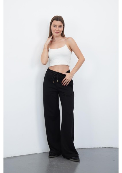 Zenara Kadın 3 Iplik Şardonsuz Pamuk Geniş Paça Siyah Eşofman Altı indirimleri