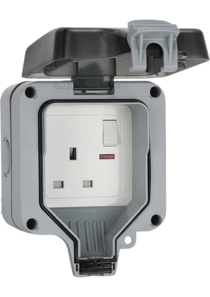IP66 Dış Mekan Uzatma Kurşun 13A Rainproof Socket Independent Anahtarlı Dış Soket Su Geçirmez Kutu (Ingiltere Fişi) (Yurt Dışından)